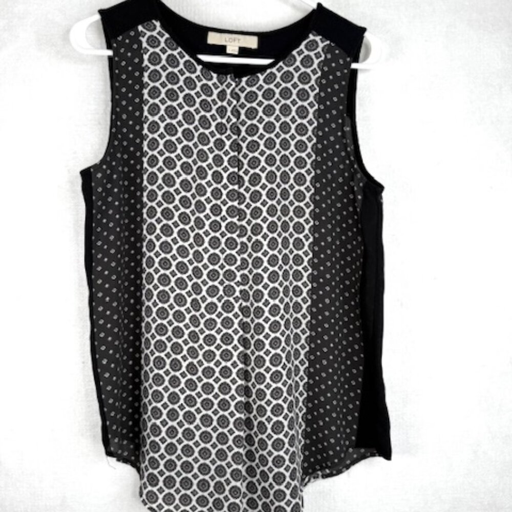 Ann Taylor LOFT Sleeveless Blouse with Contrasting Pattern Panels - Small